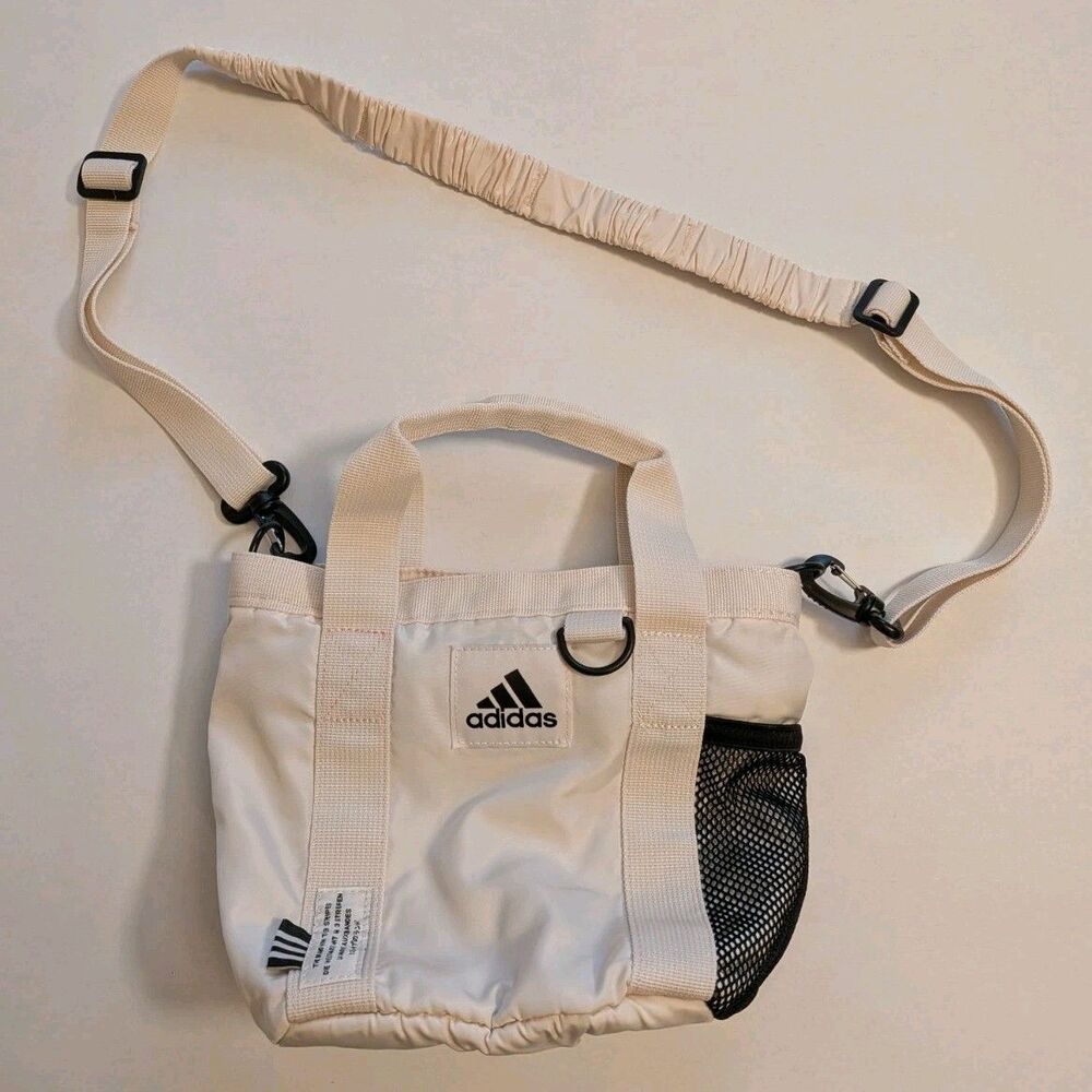 Adidas Essentials Mini Nylon White Tote Messenger Crossbody Bag Purse Sportswear